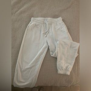 White Aritzia Cozy Fleece Sweatpants